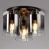 Belstone Triple Round Flush Ceiling Light in Polished Nickel & Black with Smoke Fade Glass