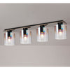 Belstone 4 Light Linear Ceiling Light in Black & Chrome with Iridescent Fade Glass