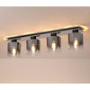 Belstone 4 Light Linear Ceiling Light in Black & Chrome with Smoke Fade Glass