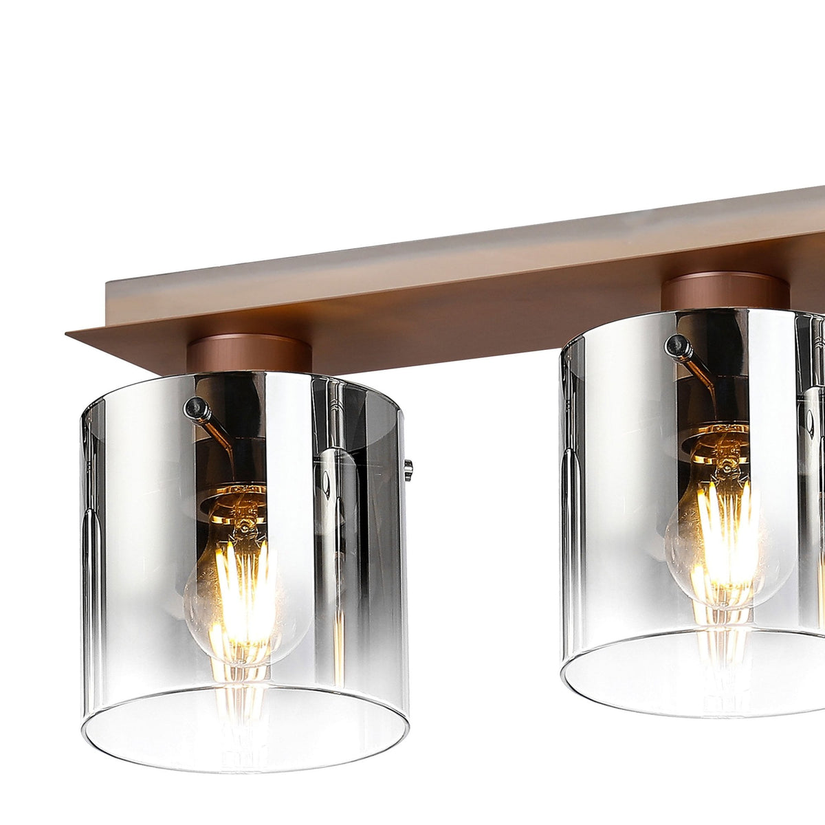 Belstone 4 Light Linear Ceiling Light in Mocha with Smoke Fade Glass