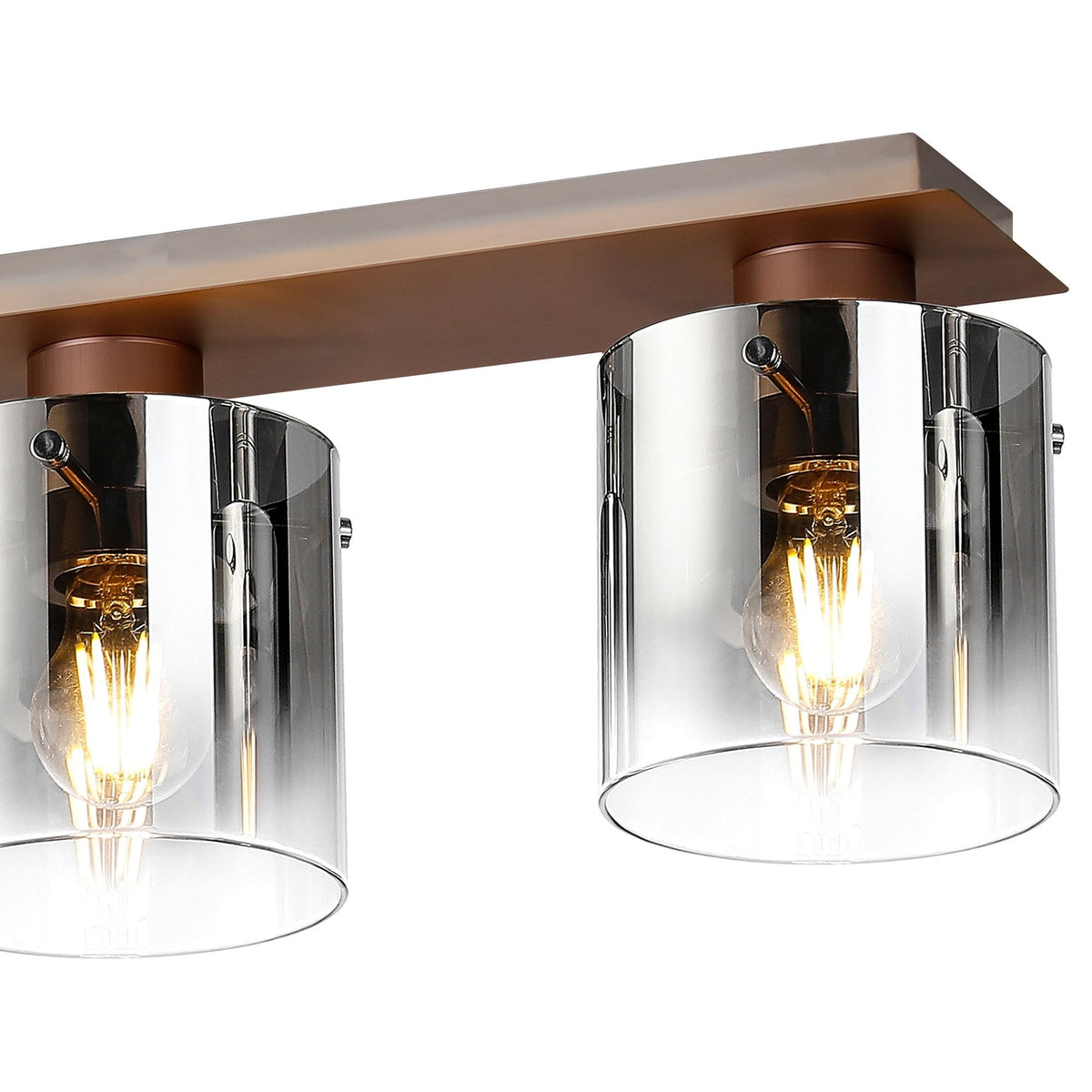 Belstone 4 Light Linear Ceiling Light in Mocha with Smoke Fade Glass