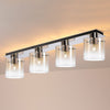 Belstone 4 Light Linear Ceiling Light in Polished Nickel & Black with Amber Fade Glass