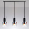 Belstone Triple Linear Pendant in Black & Chrome with Iridescent Fade Glass