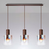 Belstone Triple Linear Pendant in Mocha with Iridescent Fade Glass