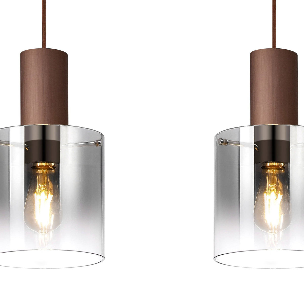 Belstone Triple Linear Pendant in Mocha with Smoke Fade Glass