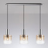 Belstone Triple Linear Pendant in Polished Nickel & Black with Amber Fade Glass