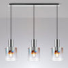 Belstone Triple Linear Pendant in Polished Nickel & Black with Iridescent Fade Glass