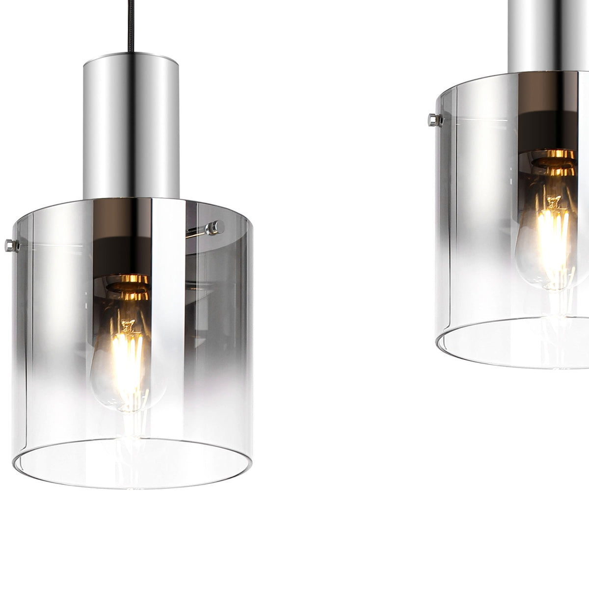 Belstone Triple Linear Pendant in Polished Nickel & Black with Smoke Fade Glass