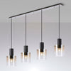 Belstone 4 Drop Linear Pendant in Black & Chrome with Amber Fade Glass