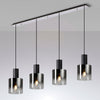 Belstone 4 Drop Linear Pendant in Black & Chrome with Smoke Fade Glass