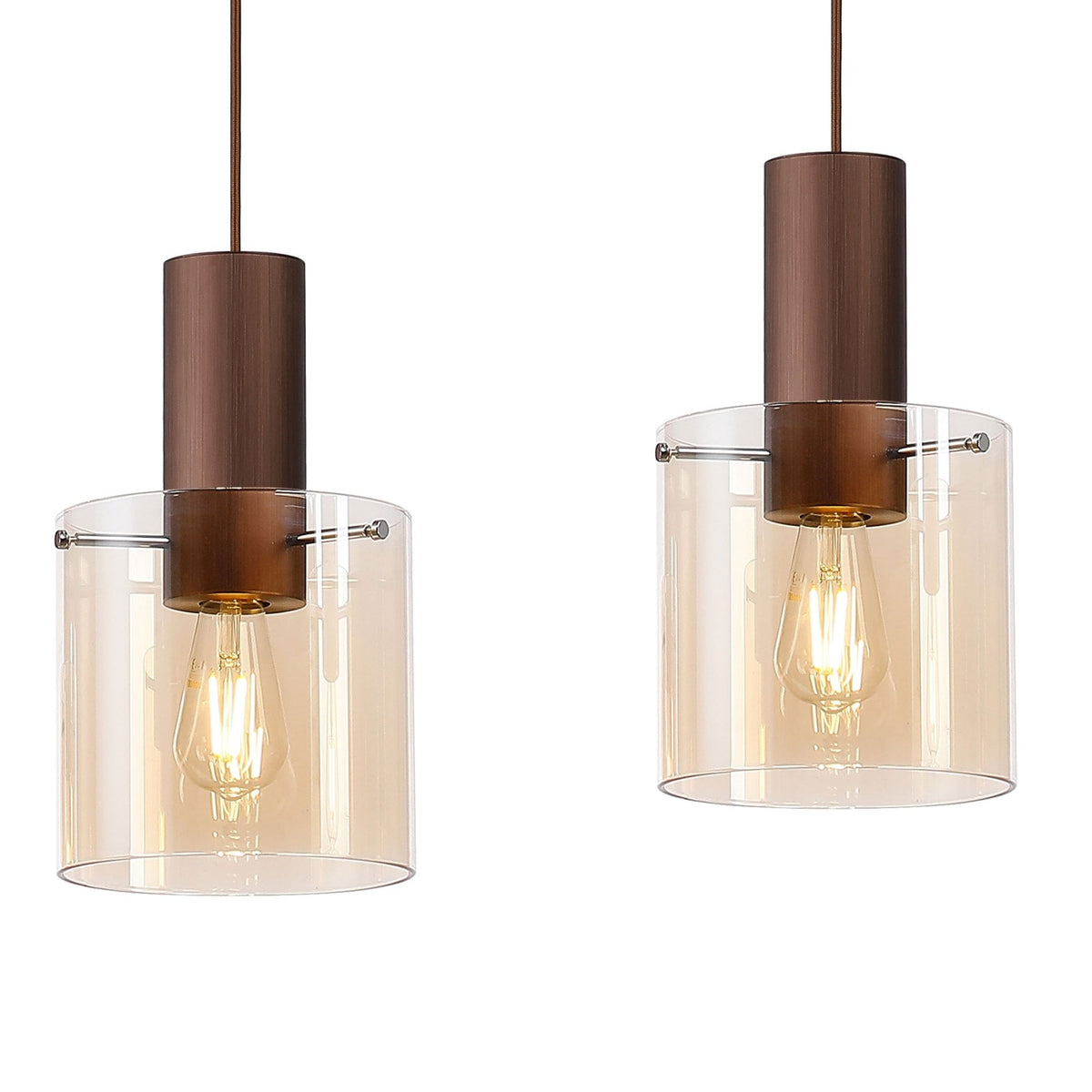 Belstone 4 Drop Linear Pendant in Mocha with Amber Glass