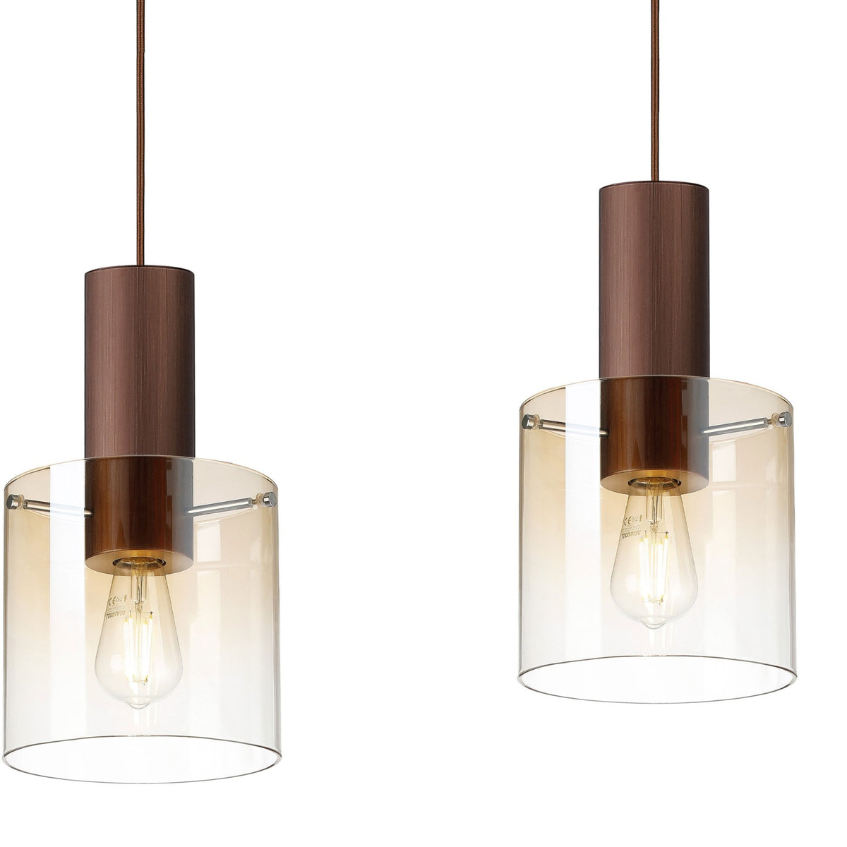 Belstone 4 Drop Linear Pendant in Mocha with Amber Fade Glass