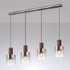 Belstone 4 Drop Linear Pendant in Mocha with Iridescent Fade Glass