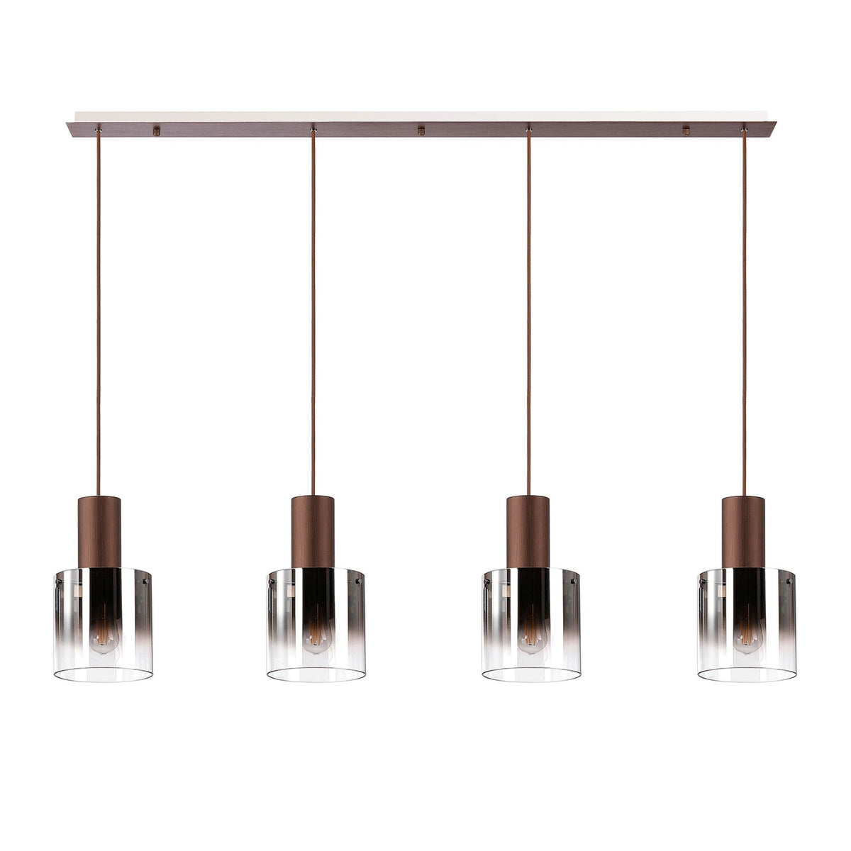 Belstone 4 Drop Linear Pendant in Mocha with Smoke Fade Glass
