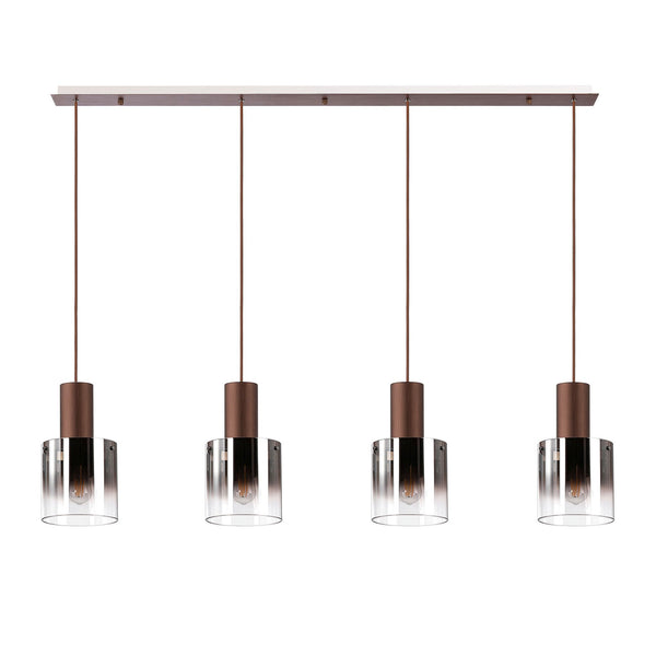 Belstone 4 Drop Linear Pendant in Mocha with Smoke Fade Glass