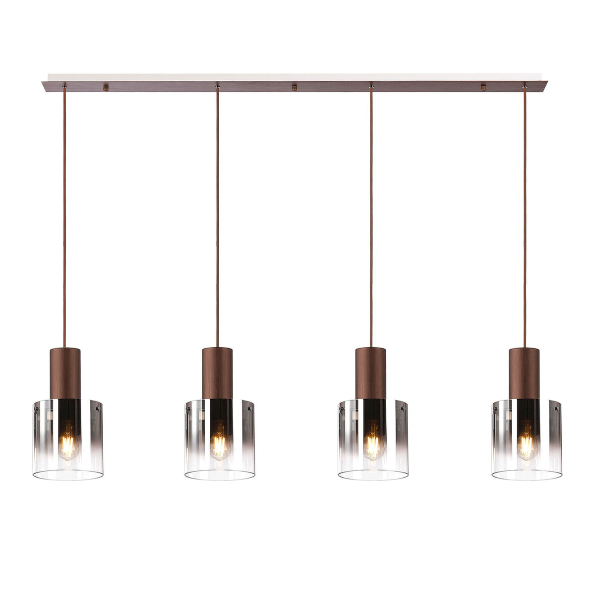 Belstone 4 Drop Linear Pendant in Mocha with Smoke Fade Glass