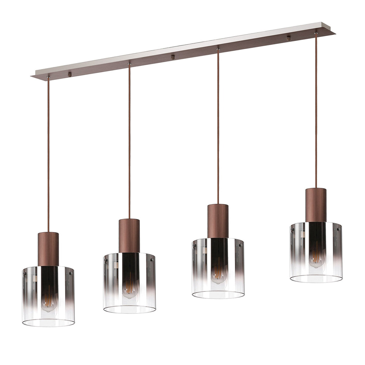 Belstone 4 Drop Linear Pendant in Mocha with Smoke Fade Glass