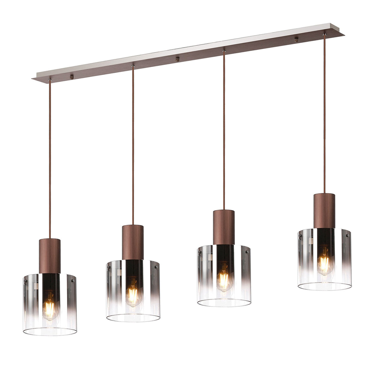 Belstone 4 Drop Linear Pendant in Mocha with Smoke Fade Glass