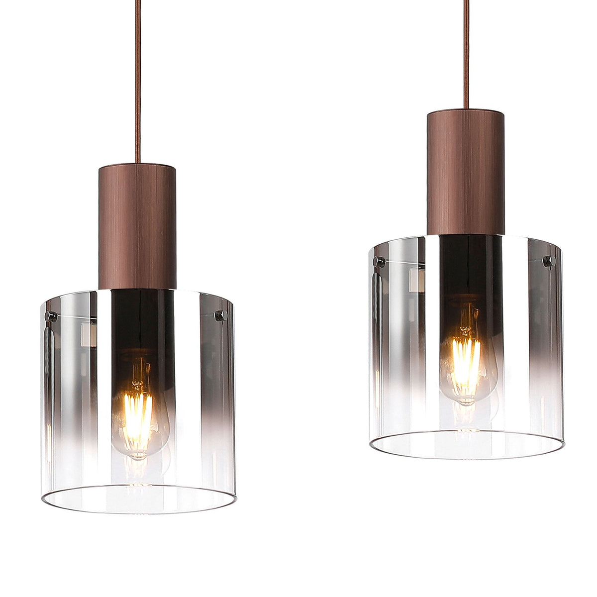 Belstone 4 Drop Linear Pendant in Mocha with Smoke Fade Glass