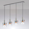 Belstone 4 Drop Linear Pendant in Polished Nickel & Black with Iridescent Fade Glass