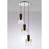 Belstone Triple Round Pendant in Black & Chrome with Amber Fade Glass