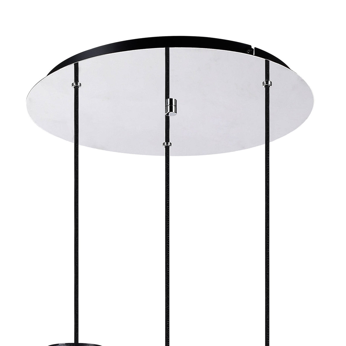 Belstone Triple Round Pendant in Black & Chrome with Amber Fade Glass