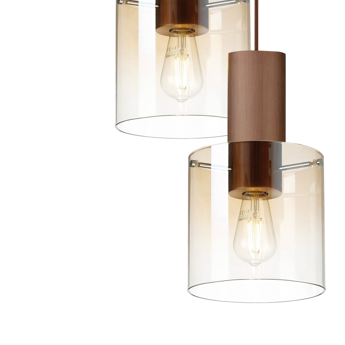 Belstone Triple Round Pendant in Mocha with Amber Fade Glass