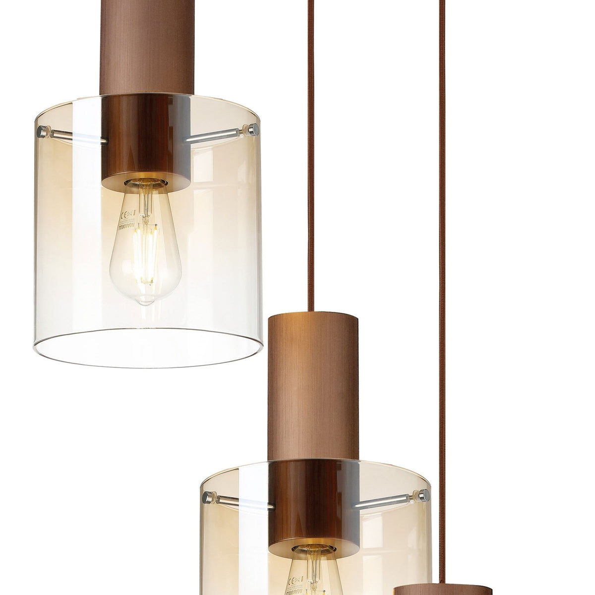 Belstone Triple Round Pendant in Mocha with Amber Fade Glass