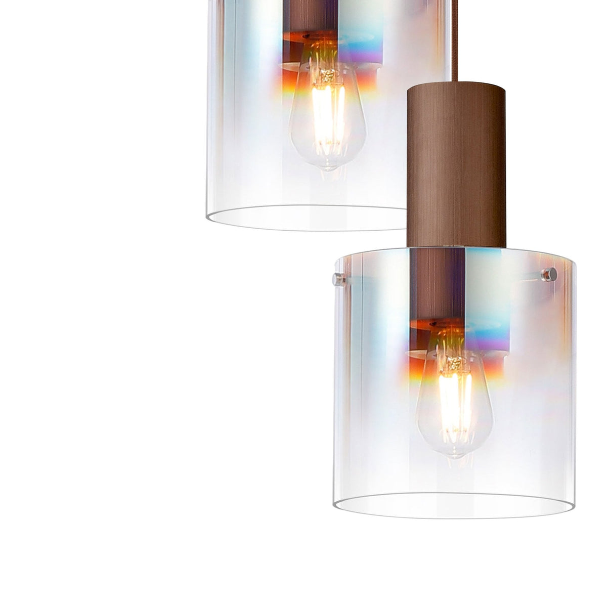 Belstone Triple Round Pendant in Mocha with Iridescent Fade Glass