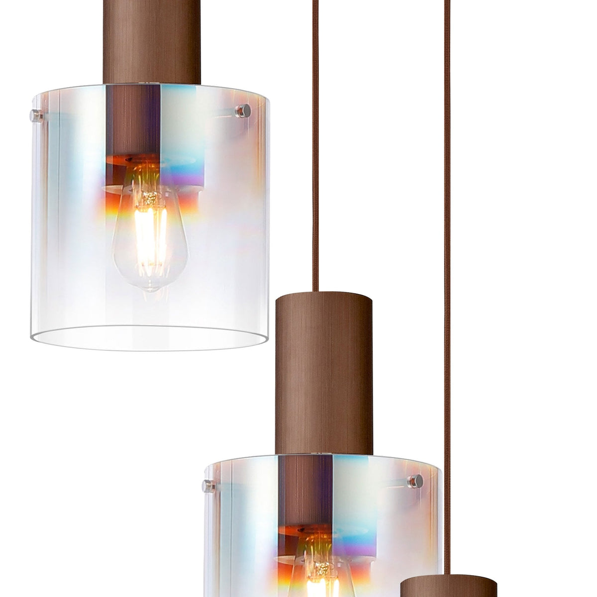 Belstone Triple Round Pendant in Mocha with Iridescent Fade Glass