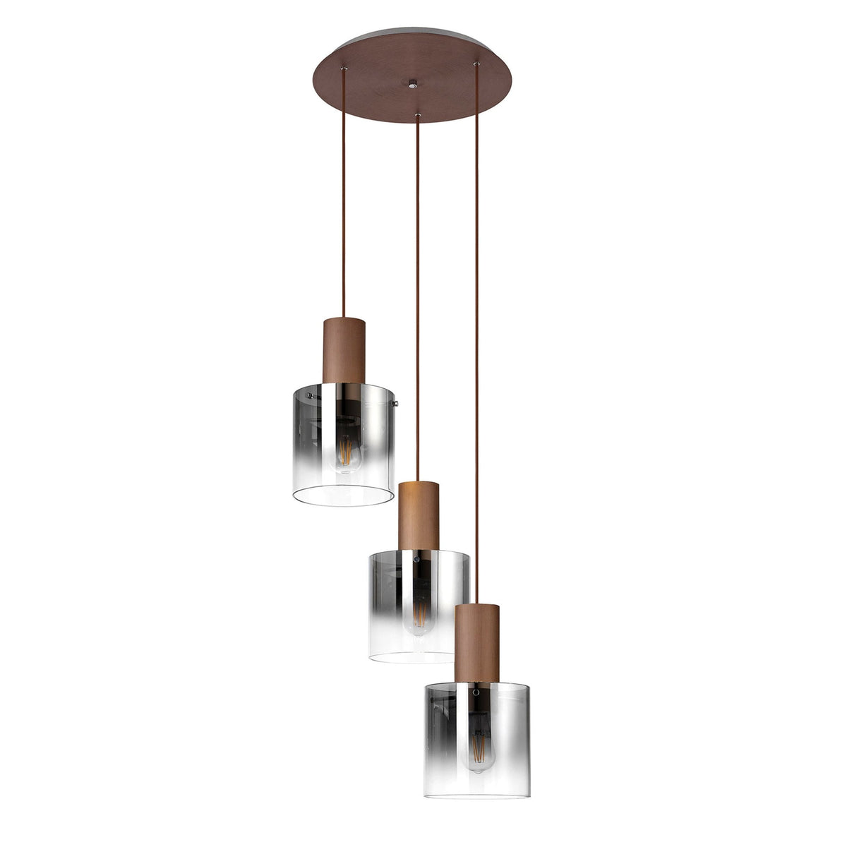 Belstone Triple Round Pendant in Mocha with Smoke Fade Glass
