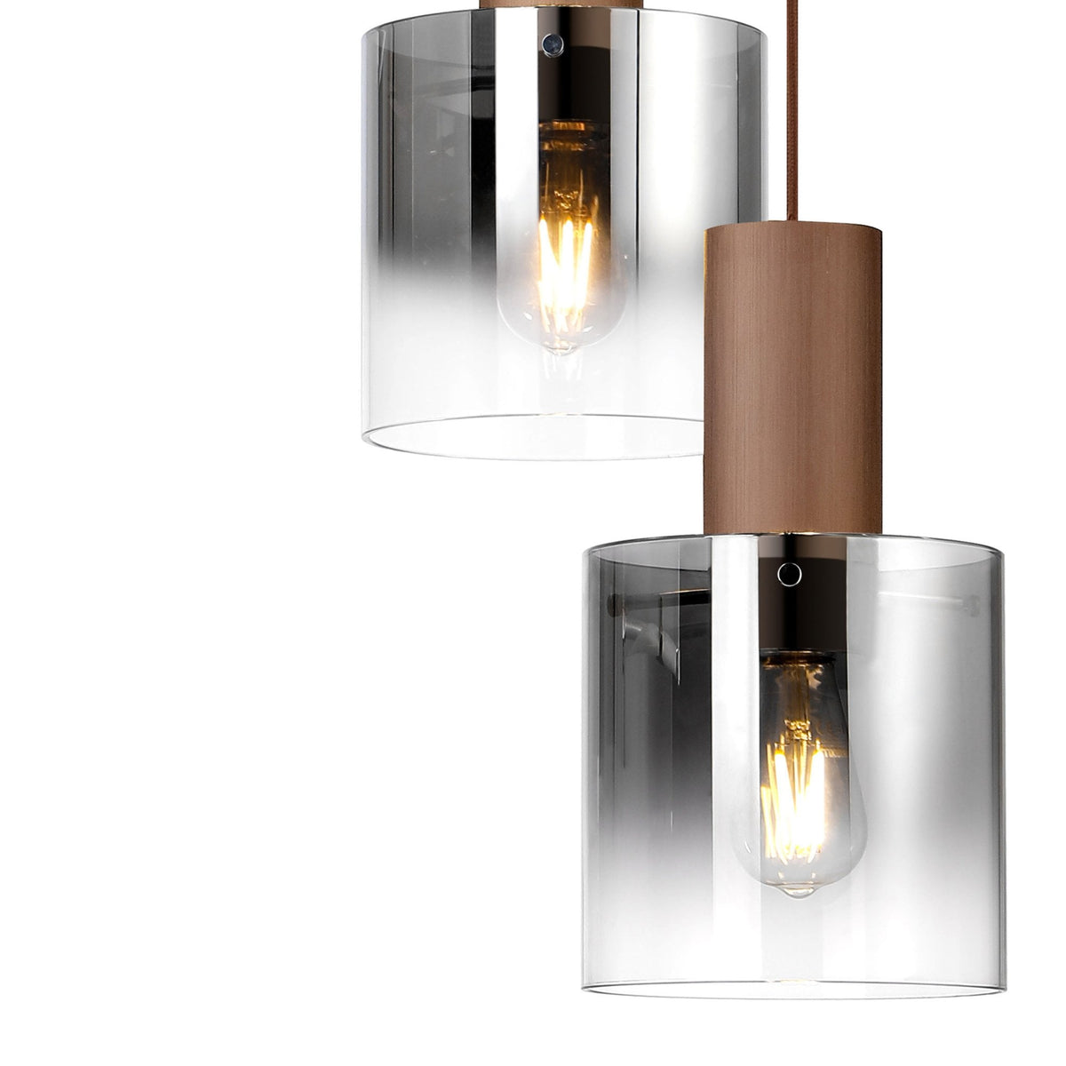 Belstone Triple Round Pendant in Mocha with Smoke Fade Glass