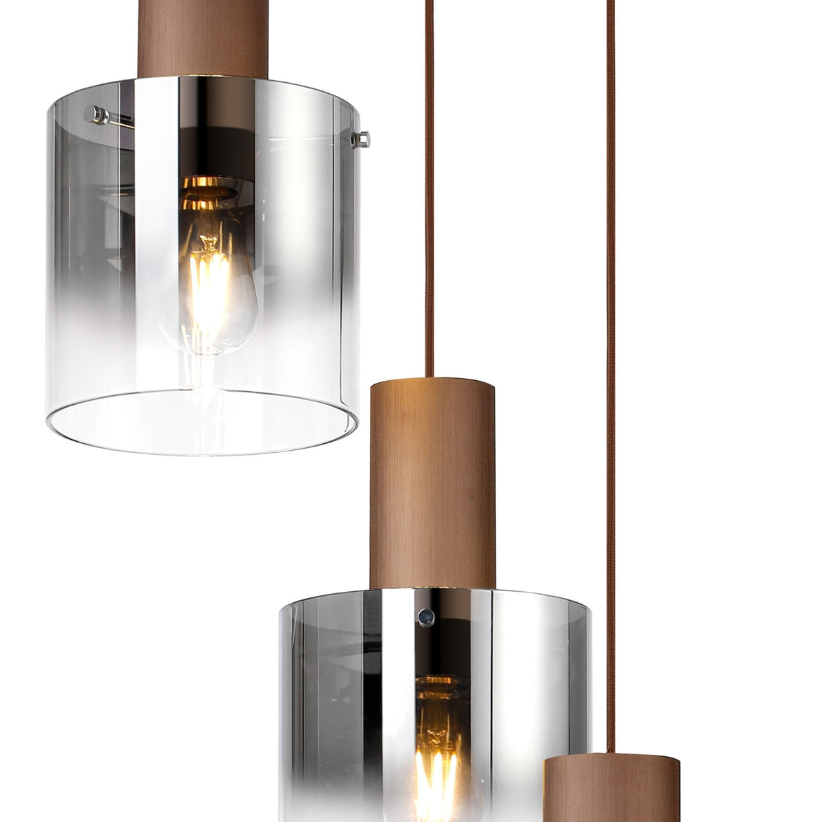 Belstone Triple Round Pendant in Mocha with Smoke Fade Glass