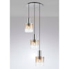Belstone Triple Round Pendant in Polished Nickel & Black with Amber Fade Glass