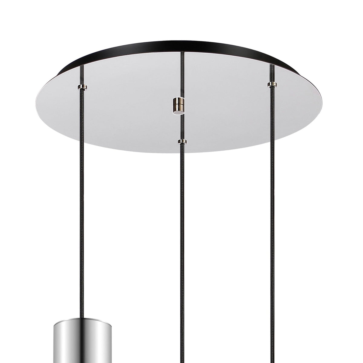 Belstone Triple Round Pendant in Polished Nickel & Black with Amber Fade Glass