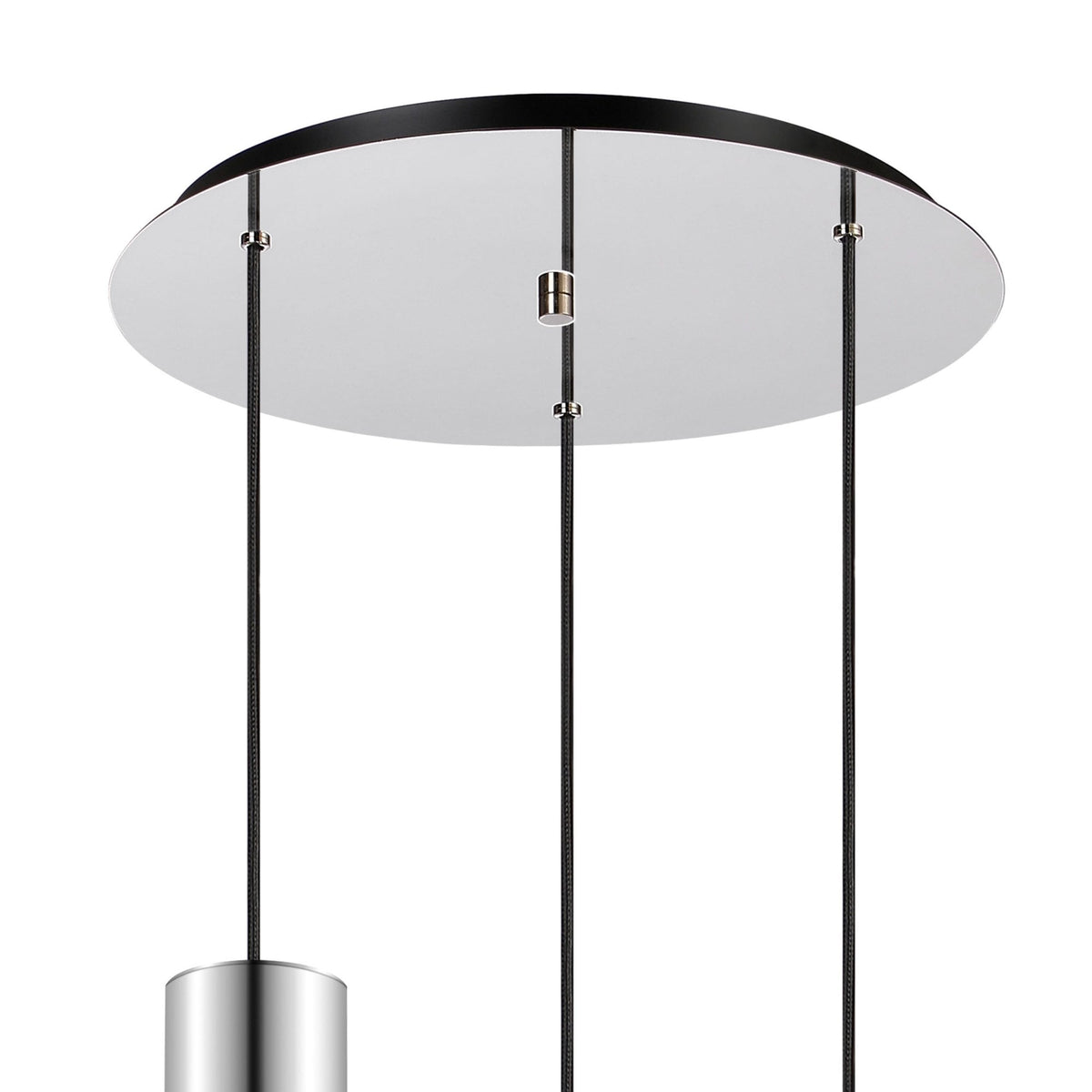 Belstone Triple Round Pendant in Polished Nickel & Black with Iridescent Fade Glass