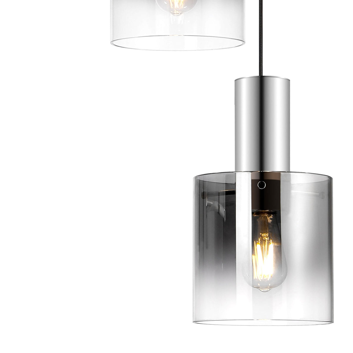 Belstone Triple Round Pendant in Polished Nickel & Black with Smoke Fade Glass