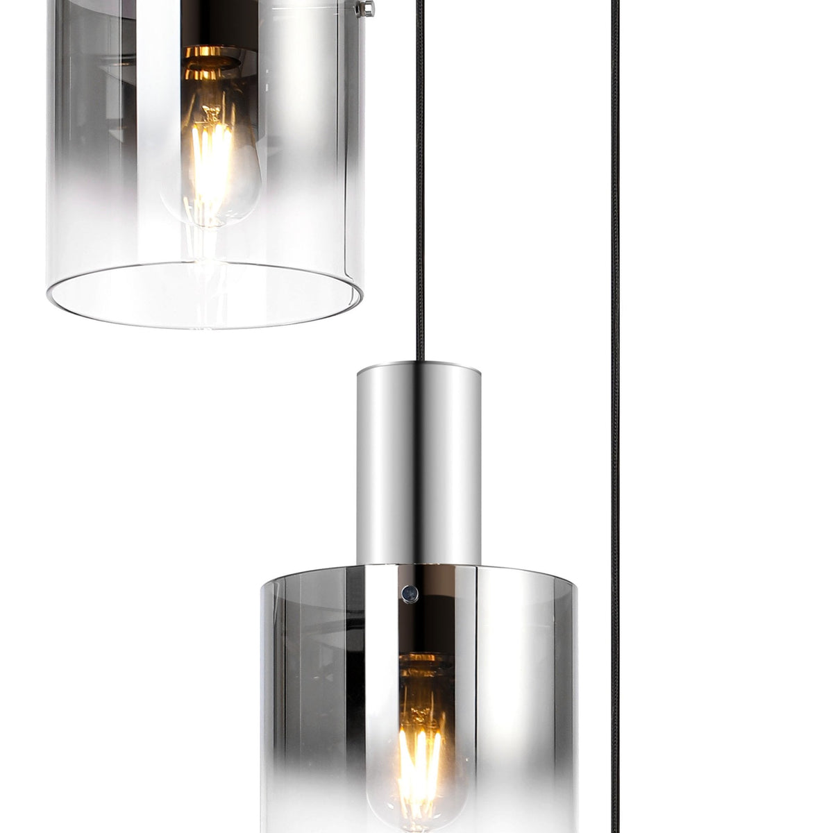 Belstone Triple Round Pendant in Polished Nickel & Black with Smoke Fade Glass