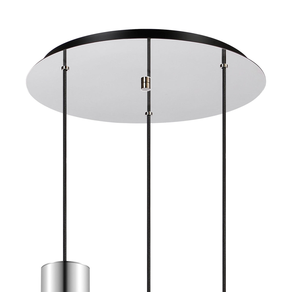 Belstone Triple Round Pendant in Polished Nickel & Black with Smoke Fade Glass