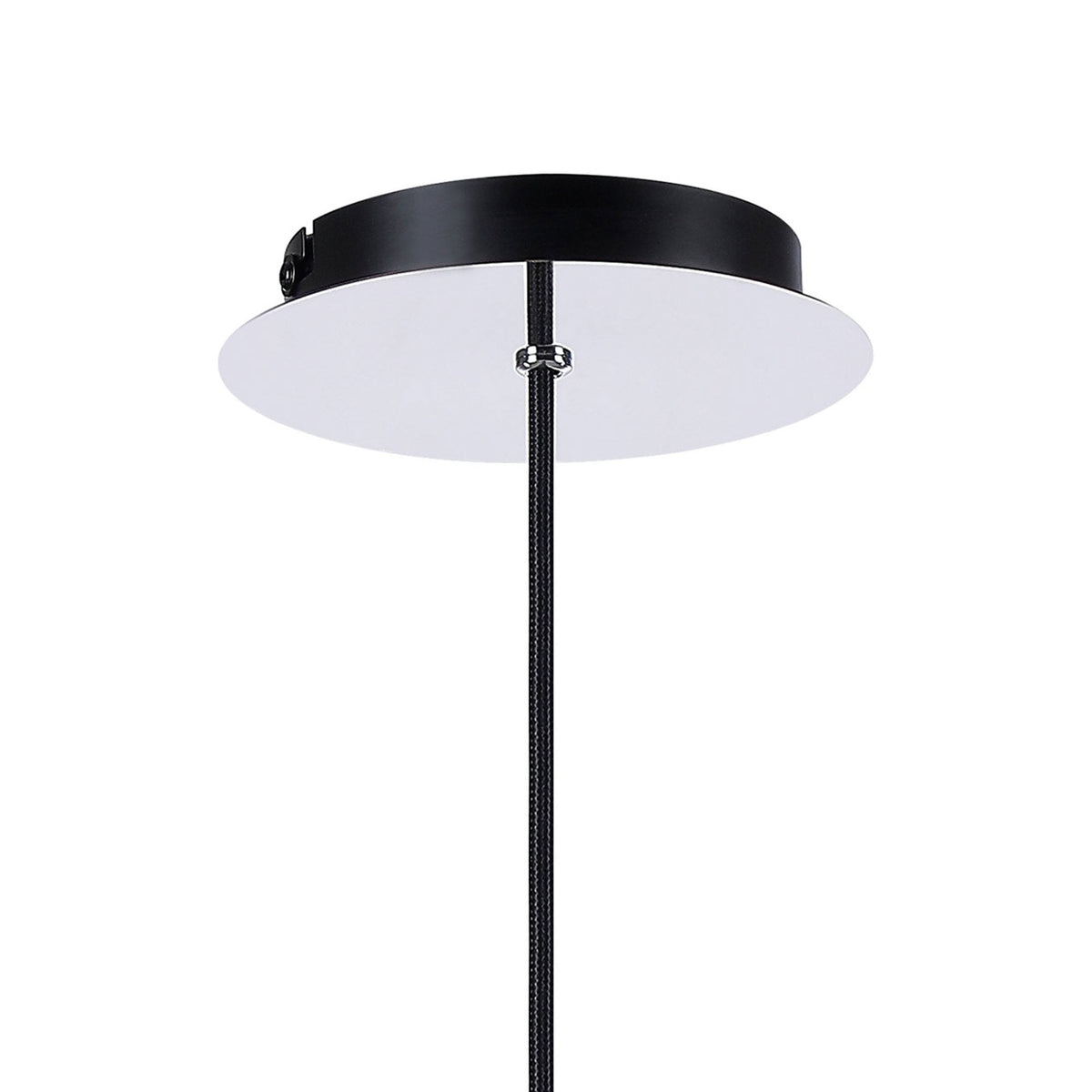Belstone Single Drop Pendant in Black & Chrome with Iridescent Fade Glass