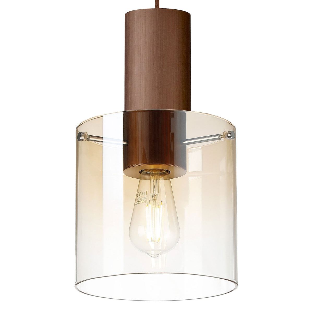 Belstone Single Drop Pendant in Mocha with Amber Fade Glass