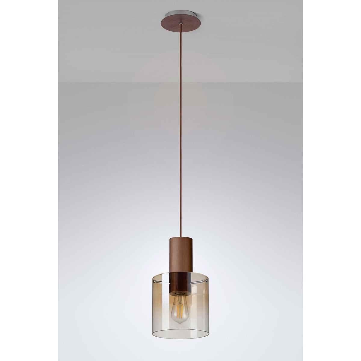 Belstone Single Drop Pendant in Mocha with Amber Fade Glass