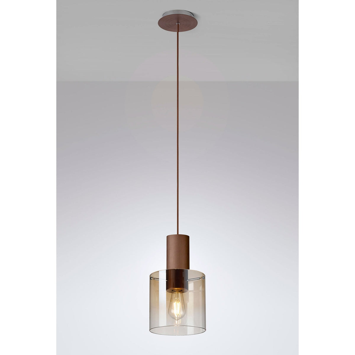 Belstone Single Drop Pendant in Mocha with Amber Fade Glass