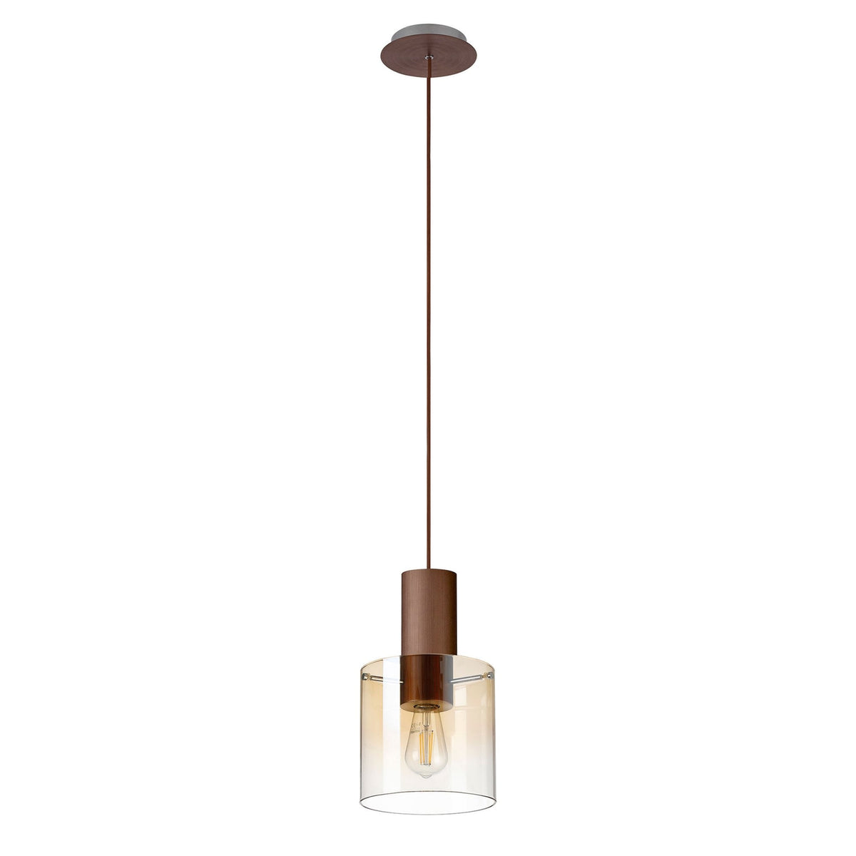 Belstone Single Drop Pendant in Mocha with Amber Fade Glass