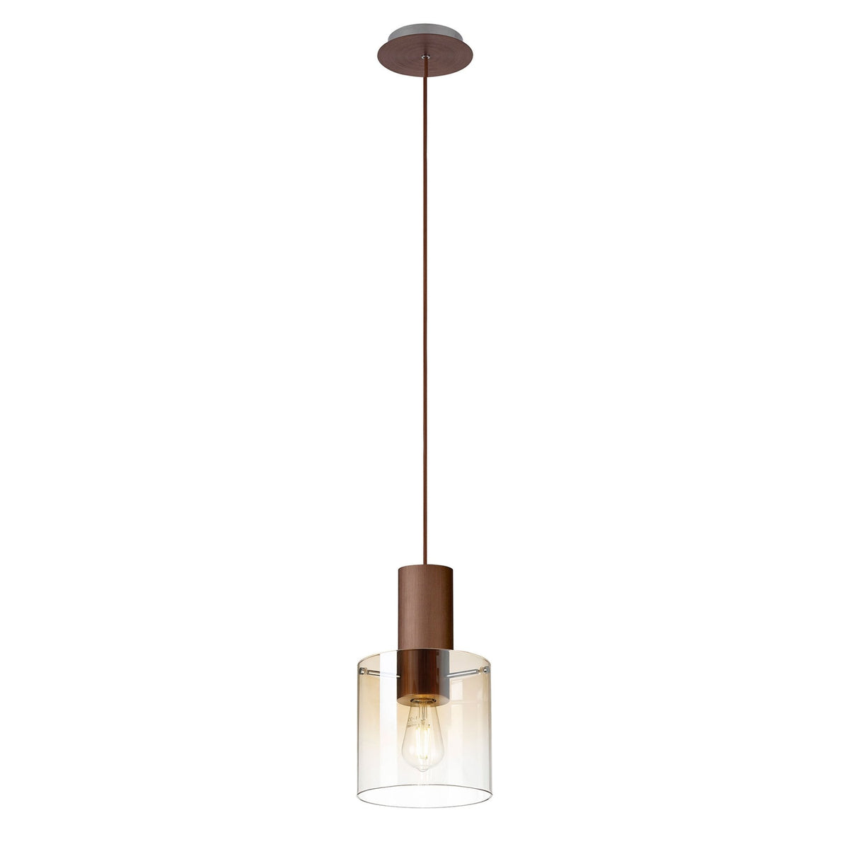 Belstone Single Drop Pendant in Mocha with Amber Fade Glass