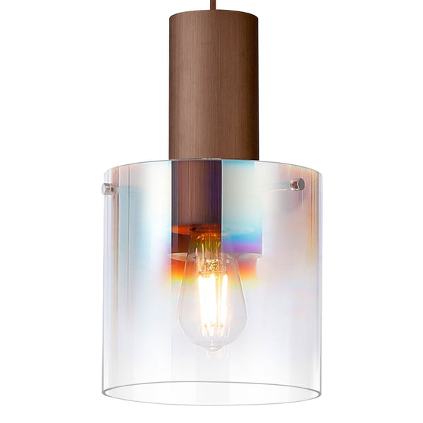 Belstone Single Drop Pendant in Mocha with Iridescent Fade Glass