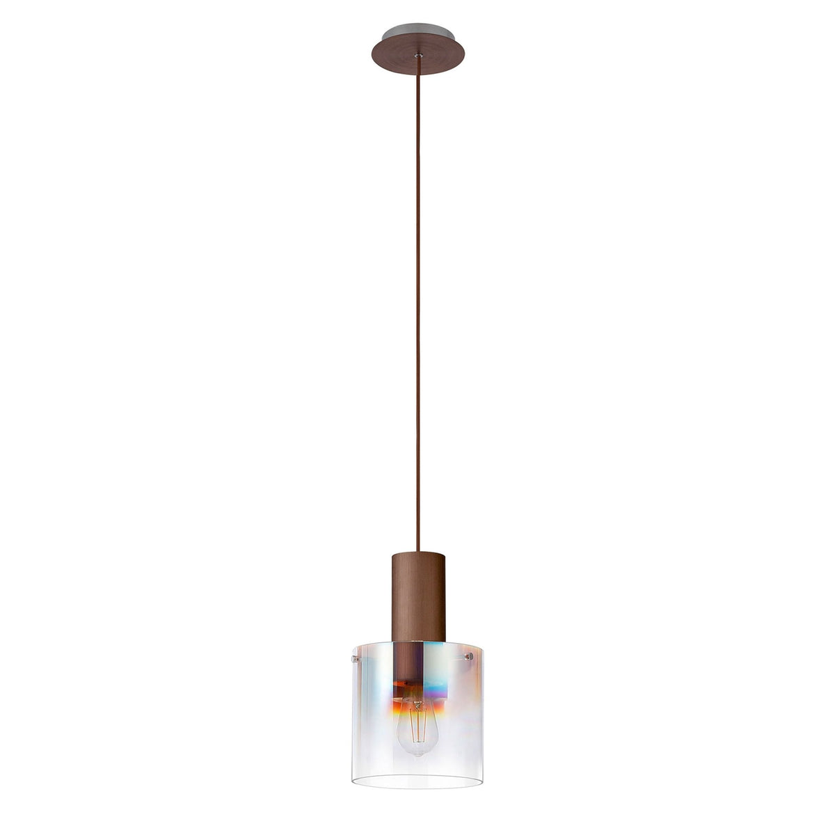 Belstone Single Drop Pendant in Mocha with Iridescent Fade Glass
