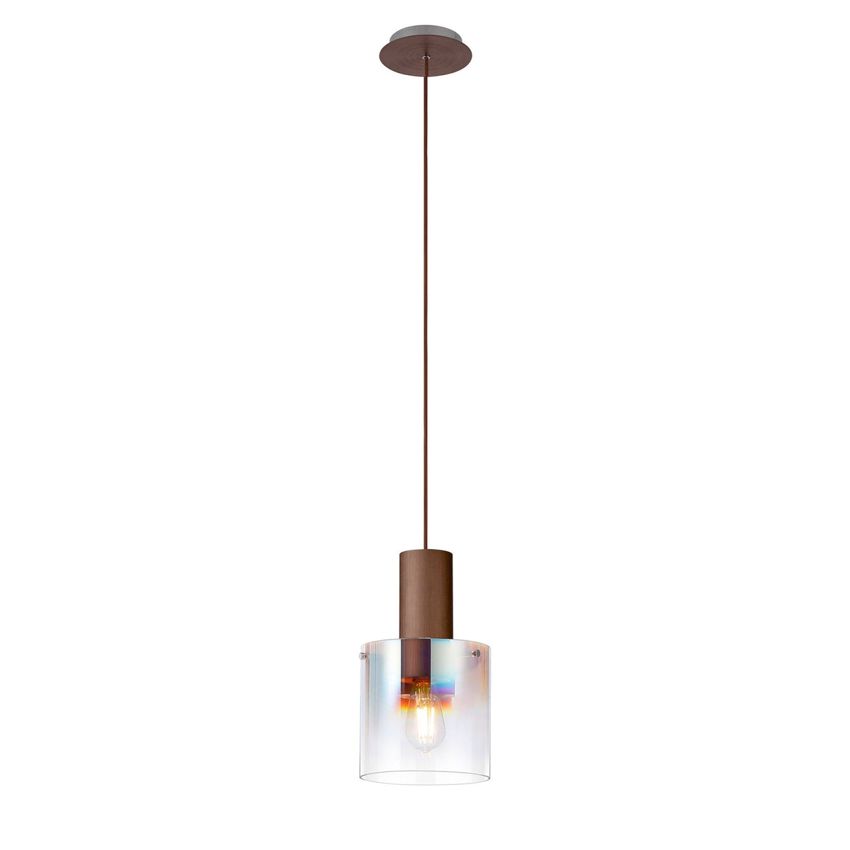 Belstone Single Drop Pendant in Mocha with Iridescent Fade Glass