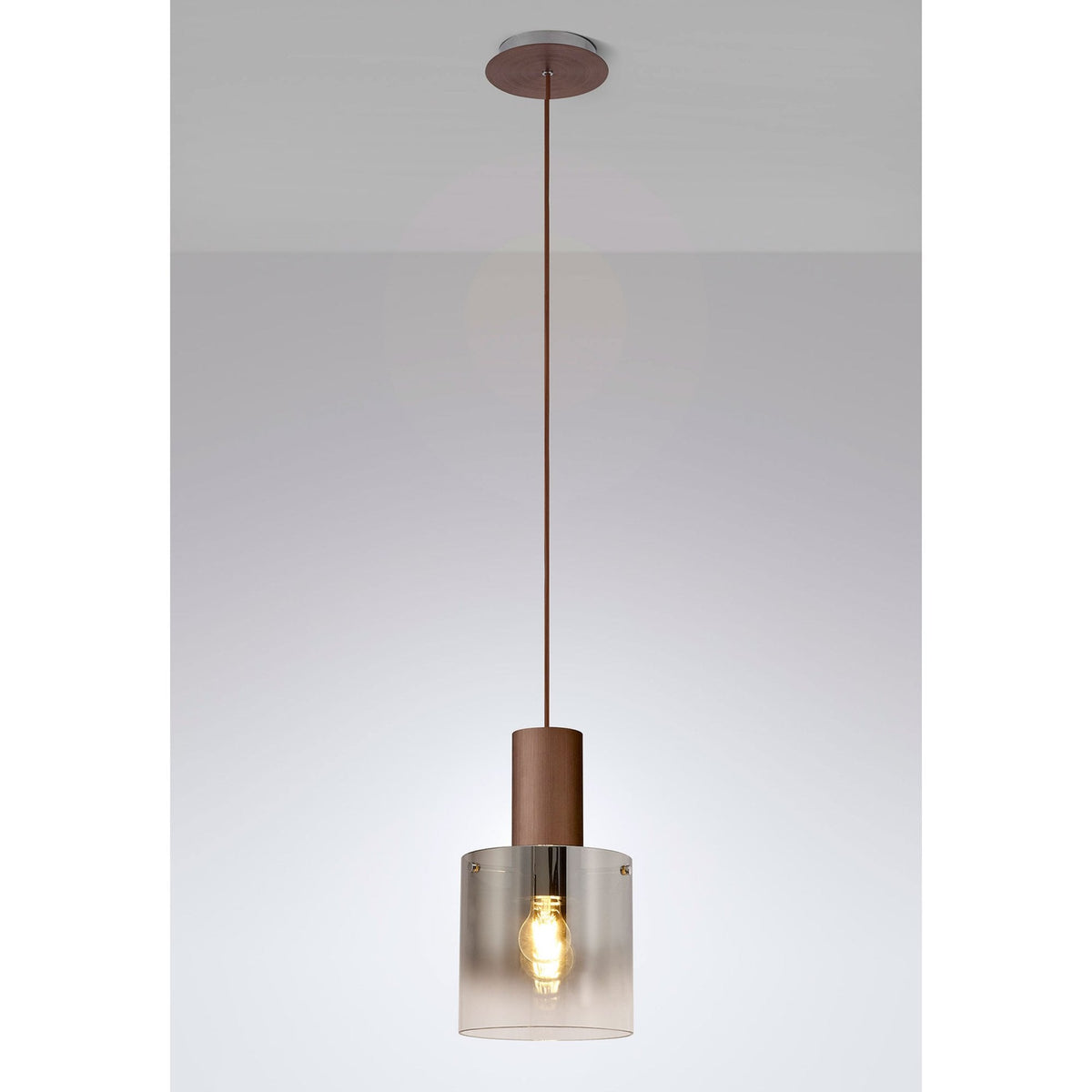 Belstone Single Drop Pendant in Mocha with Smoke Fade Glass