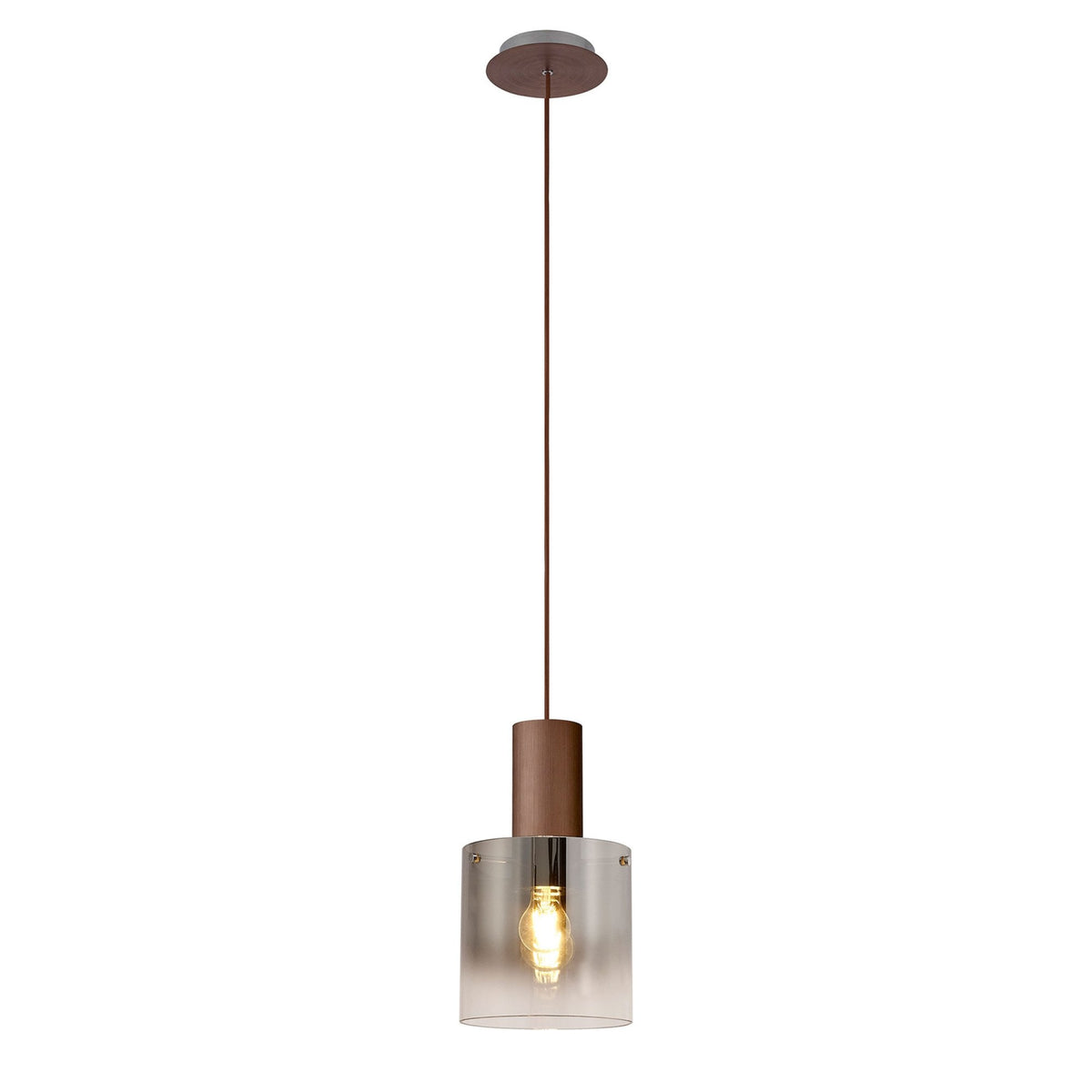 Belstone Single Drop Pendant in Mocha with Smoke Fade Glass